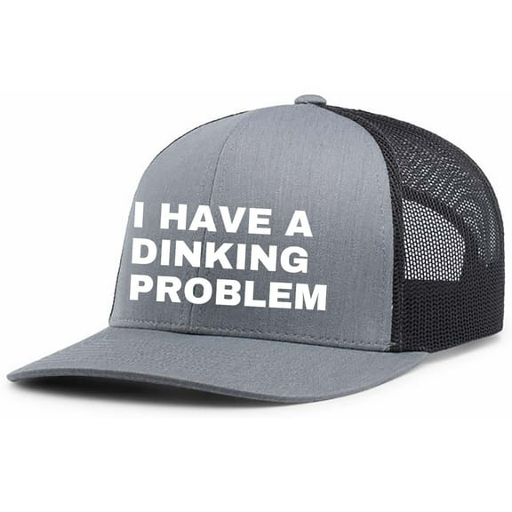 Mens Pickleball Hat Funny I Have A Dinking Problem Mesh Back Trucker Hat Baseball Cap-Heather Grey/Black