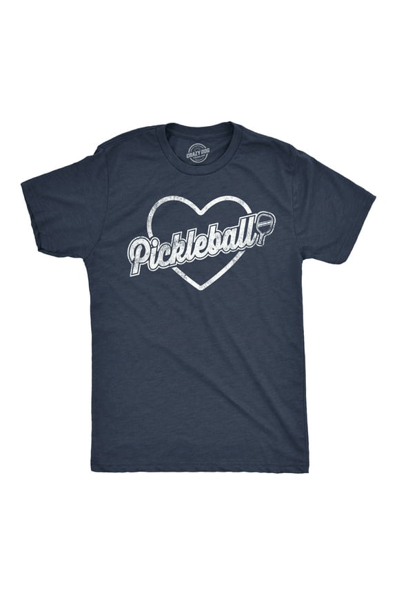 Mens Pickleball Heart T Shirt Funny Awesome Pickle Ball Lovers Tee for Guys Graphic Tees