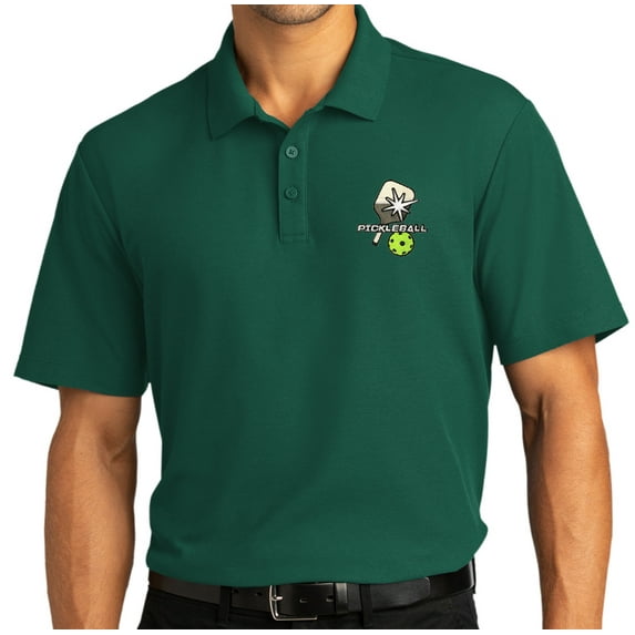 Mens Pickleball Patch Short Sleeve Polo Shirt, 3XL Marine Green