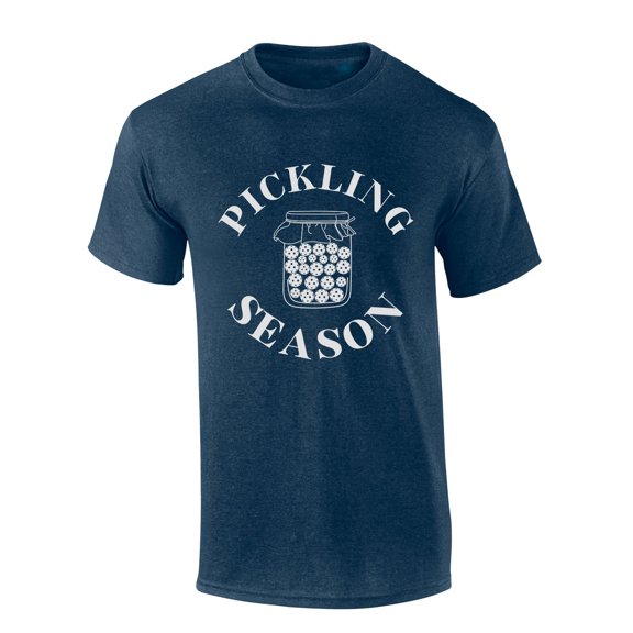 Mens Pickleball Tshirt It's Pickling Season Funny Pickleball Short Sleeve T-shirt-Heather Navy-medium