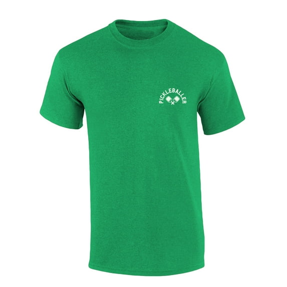 Mens Pickleball Tshirt Pickleballer Crest Funny Pickleball Short Sleeve T-shirt-Heather Irish Green-xxl