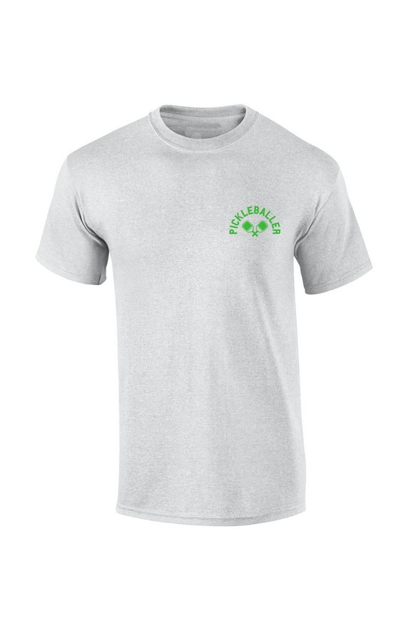 Mens Pickleball Tshirt Pickleballer Crest Funny Pickleball Short Sleeve T-shirt-Sports Grey-medium