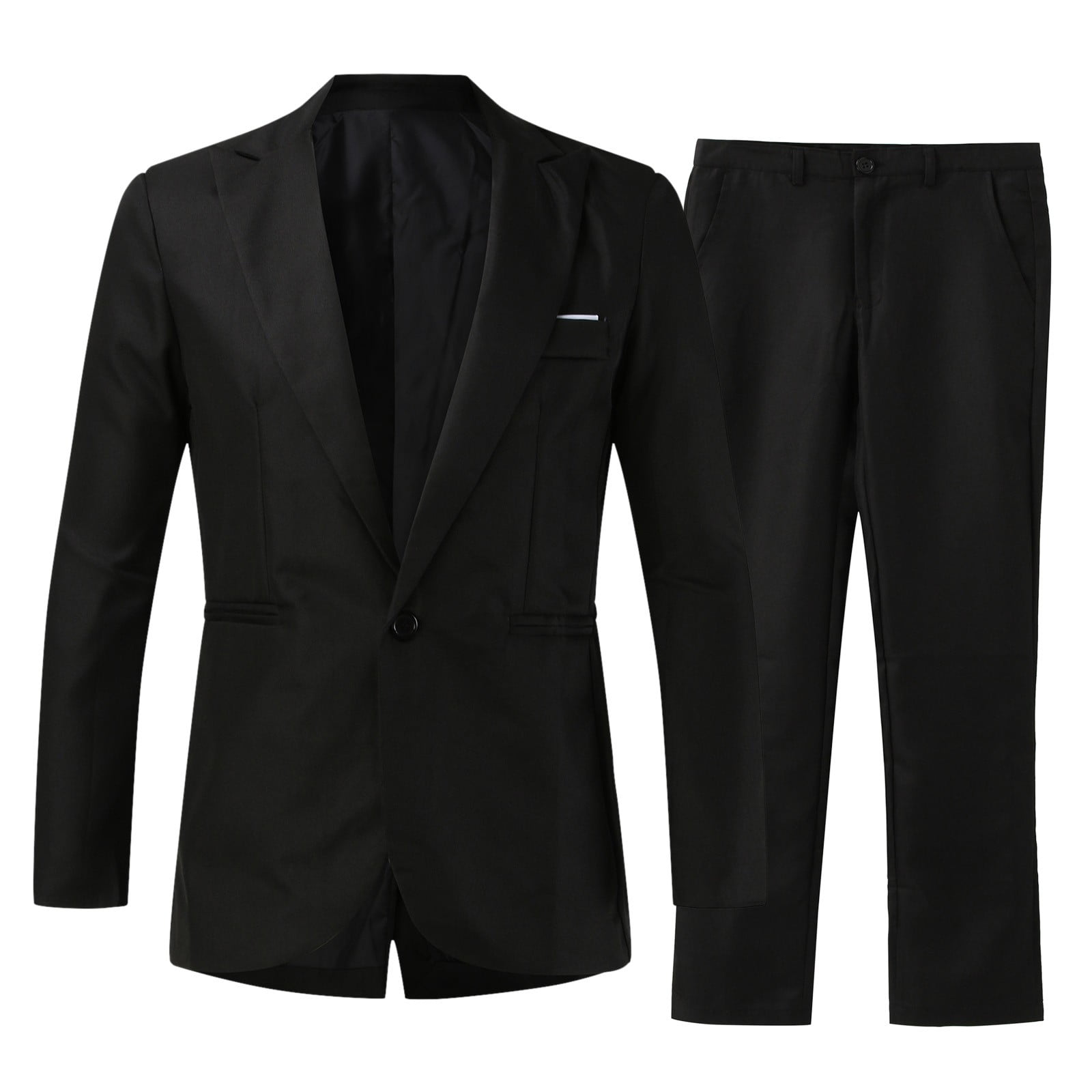 Mens Pieces Suit Elegant Solid One Button Slim Fit Single Party Suit ...