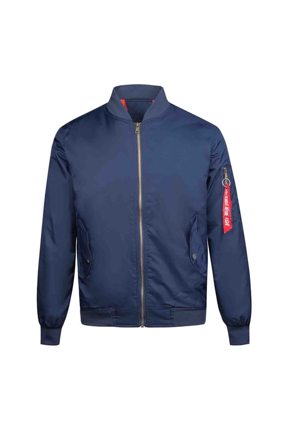 Mens Pilot Flight Jacket Lightweight Bomber Utility Sleeve Pocket Ribbed Knit Cuffs Hem Quilted Lined Coat Big and Tall Size M-4XL Navy