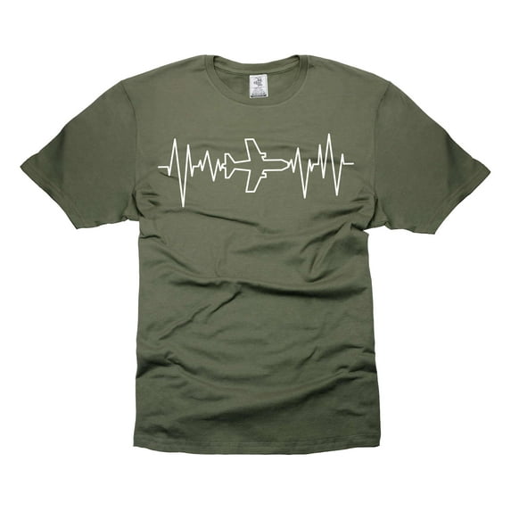 Mens Pilot Heart Beat T-shirt Aviation Gifts Aviation Heart Beat Shirt Pilot Gifts (4X-Large Military Green)