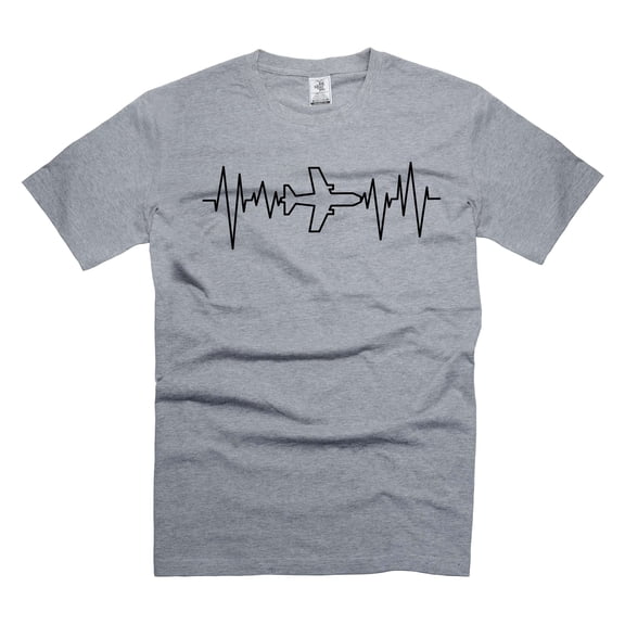Mens Pilot Heart Beat T-shirt Aviation Gifts Aviation Heart Beat Shirt Pilot Gifts (Large Grey)