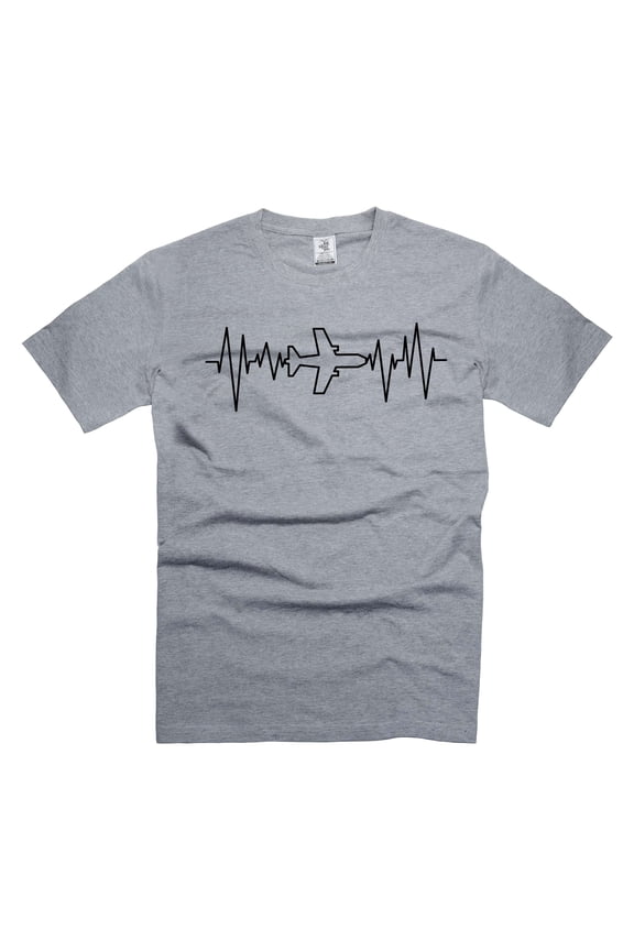 Mens Pilot Heart Beat T-shirt Aviation Gifts Aviation Heart Beat Shirt Pilot Gifts (Small Grey)