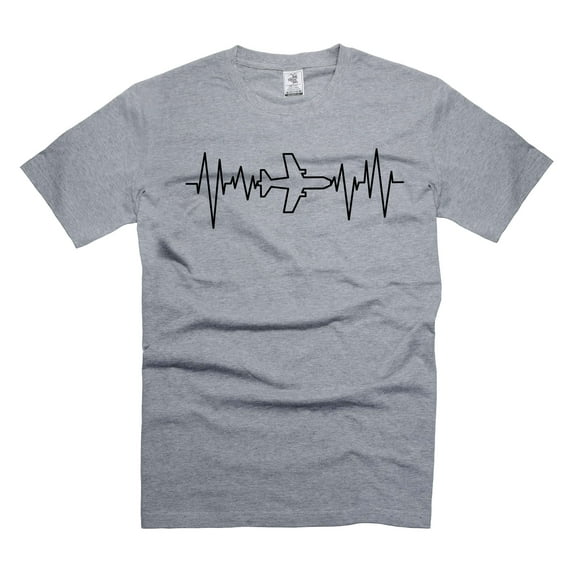 Mens Pilot Heart Beat T-shirt Aviation Gifts Aviation Heart Beat Shirt Pilot Gifts (Small Grey)