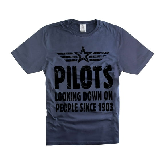 Mens Pilot T-shirt Funny Pilot Shirts Looking Down On People Since 1903 Shirt Funny Aviation Shirts (Large Navy Blue)