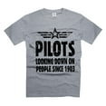 thumbnail image 1 of Mens Pilot T-shirt Funny Pilot Shirts Looking Down On People Since 1903 Shirt Funny Aviation Shirts (Medium Grey), 1 of 6