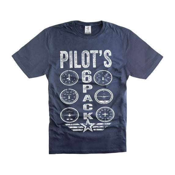 Mens Pilot T-shirt Funny Pilot Shirts Pilot's 6 Pack Shirt Funny Pilot Gym Shirts (4X-Large Navy Blue)