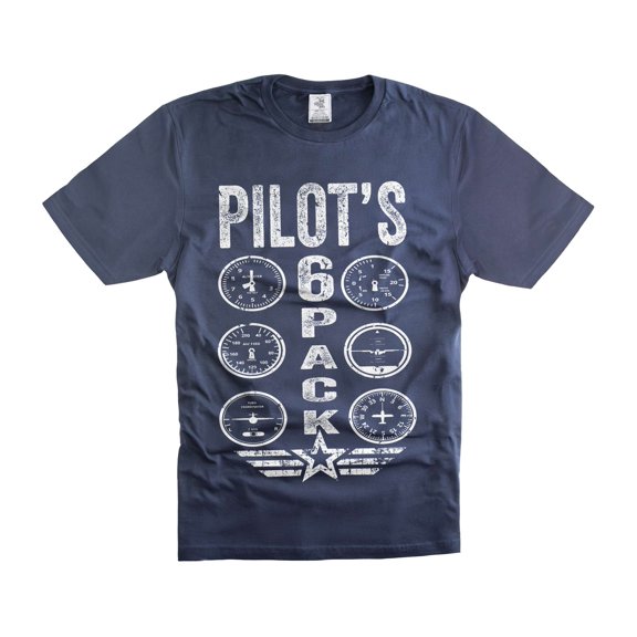 Mens Pilot T-shirt Funny Pilot Shirts Pilot's 6 Pack Shirt Funny Pilot Gym Shirts (Large Navy Blue)