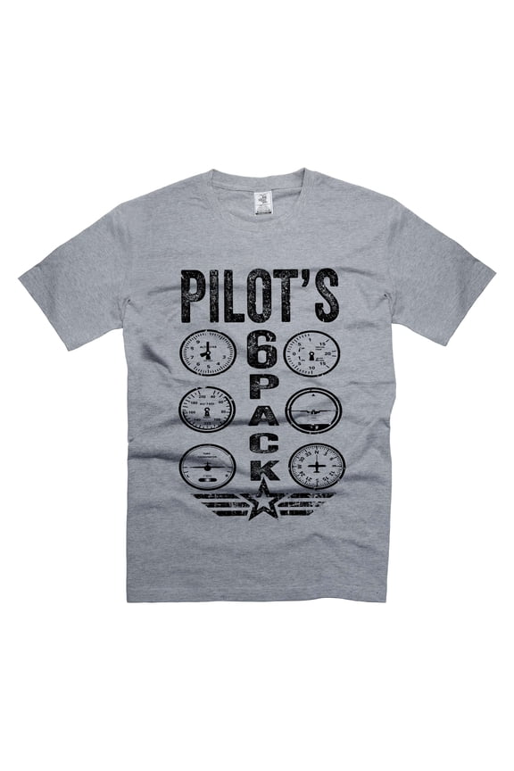 Mens Pilot T-shirt Funny Pilot Shirts Pilot's 6 Pack Shirt Funny Pilot Gym Shirts (Small Grey)