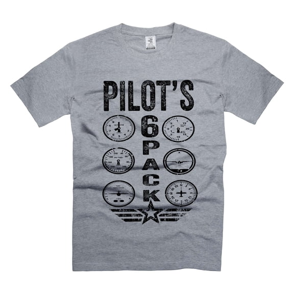 Mens Pilot T-shirt Funny Pilot Shirts Pilot's 6 Pack Shirt Funny Pilot Gym Shirts (X-Large Grey)