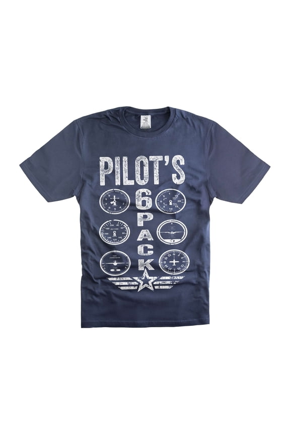 Mens Pilot T-shirt Funny Pilot Shirts Pilot's 6 Pack Shirt Funny Pilot Gym Shirts (X-Large Navy Blue)