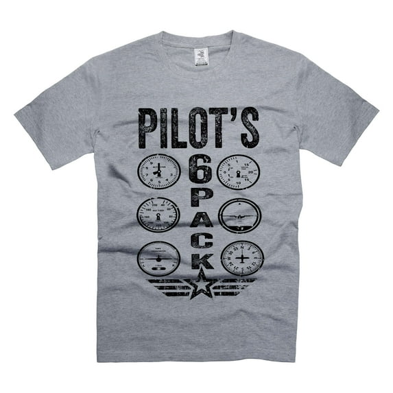 Mens Pilot T-shirt Funny Pilot Shirts Pilot's 6 Pack Shirt Funny Pilot Gym Shirts (XX-Large Grey)