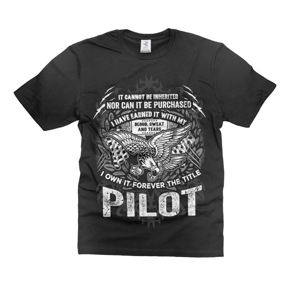 Mens Pilot T-shirt Pilot Patriotic T-Shirt Pilot Title Inherited Shirt Pilot Birthday Christmas Tee