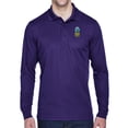 thumbnail image 1 of Mens Pineapple Patch Long Sleeve Polo Shirt - Purple, 3XL, 1 of 2