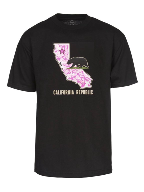 Mens Pink Star Men's California Republic Bear Short-Sleeve T-Shirt - Black - Large