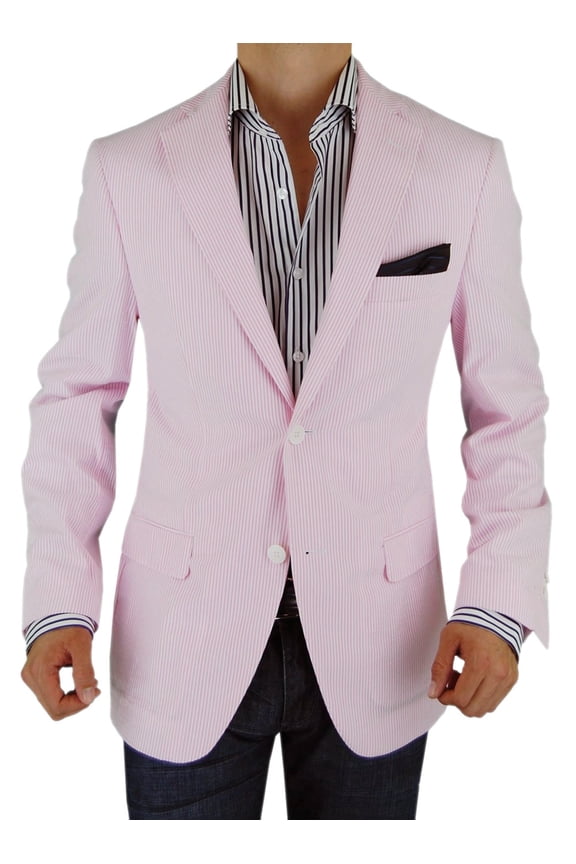 Mens Pink Stripe Trim Fit Blazer DTI DARYA TRADING BB