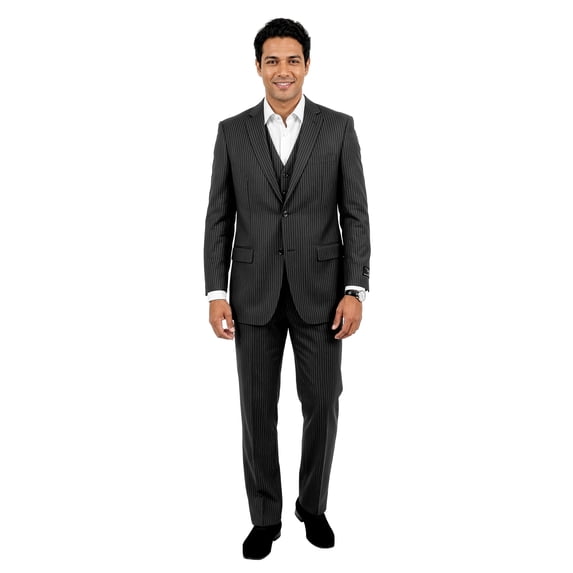 Mens Pinstripe 3 Piece Suit Set Modern Fit, Notch Lapel