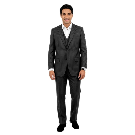 Mens Pinstripe 3 Piece Suit Set Modern Fit, Notch Lapel