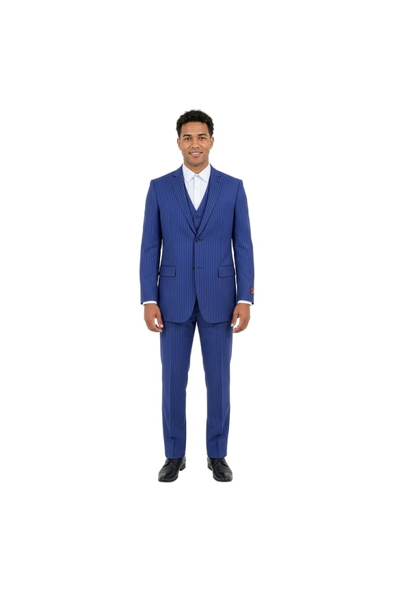 Mens Pinstripe 3 Piece Suit Set Modern Fit, Notch Lapel