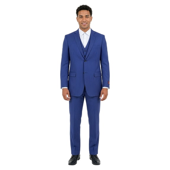 Mens Pinstripe 3 Piece Suit Set Modern Fit, Notch Lapel