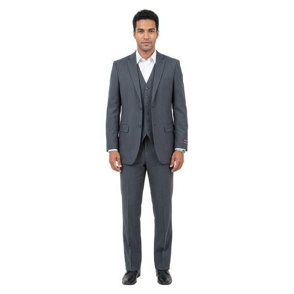 Mens Pinstripe 3 Piece Suit Set Modern Fit, Notch Lapel