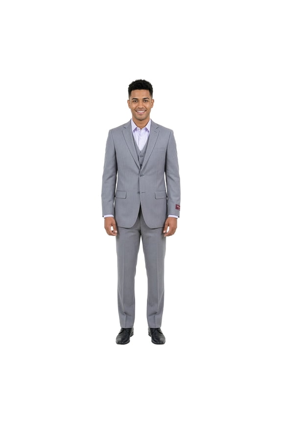 Mens Pinstripe 3 Piece Suit Set Modern Fit, Notch Lapel