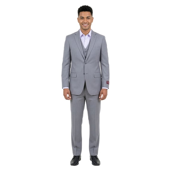 Mens Pinstripe 3 Piece Suit Set Modern Fit, Notch Lapel