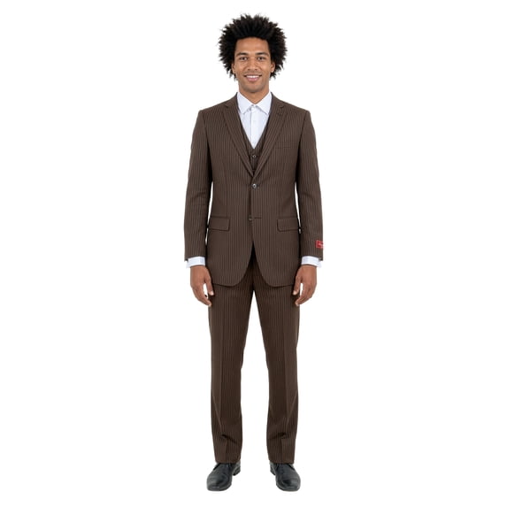 Mens Pinstripe 3 Piece Suit Set Modern Fit, Notch Lapel