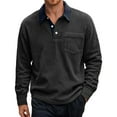 thumbnail image 1 of Mens Pique Polo Shirt Corduroy Button Down Pocket Long Sleeve Casual With Contrast Design Business Casual Men'S Clothing, 1 of 4