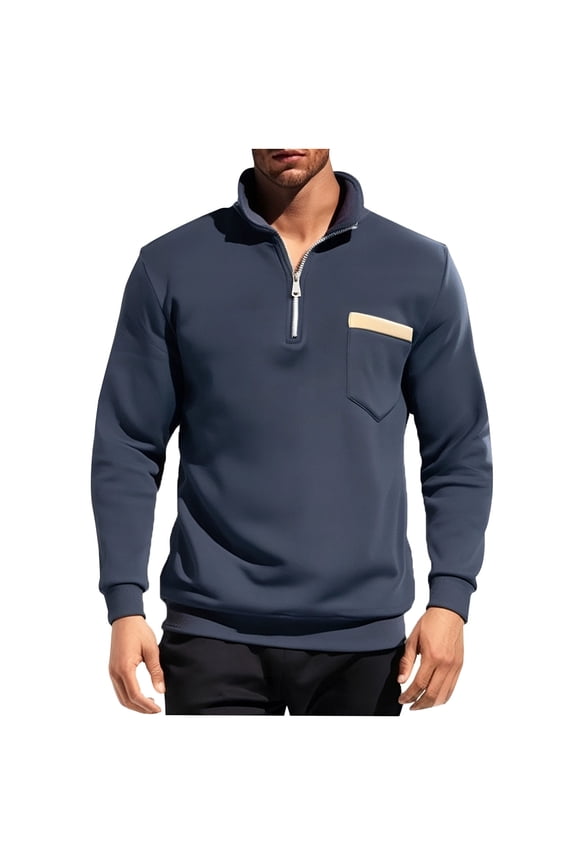 Mens Pique Polo Shirt Spring Winter Standing Collar Hooded Sweat Casual Men'S Clothing
