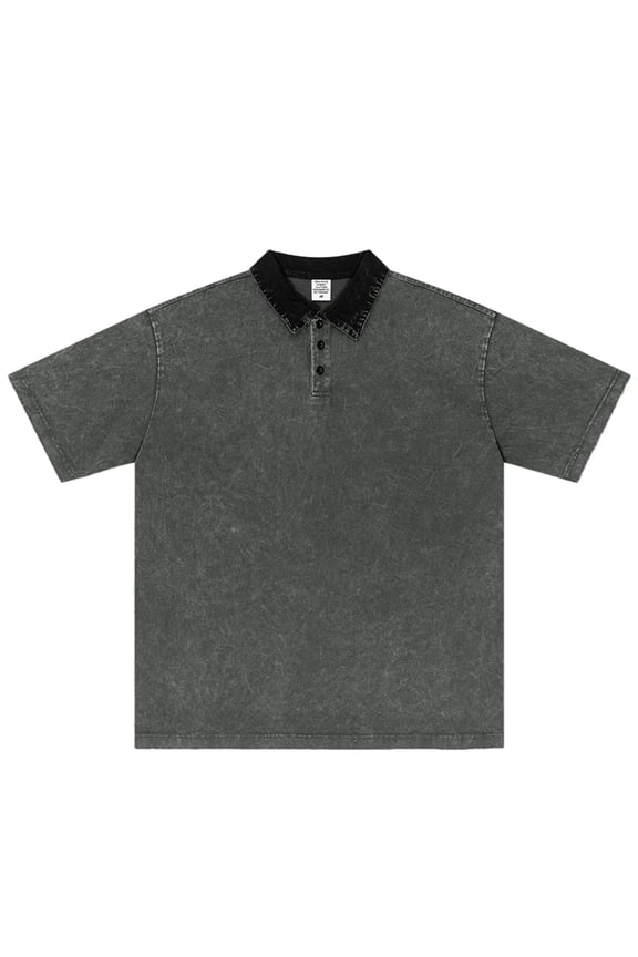 Mens Pique Polo Shirt Summer Retro Loose Fit Short Sleeve With Contrast Collar Men'S Clothing