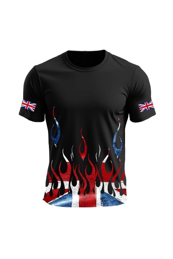 Mens Pique Shirts British Patriotic Jack Print Short Sleeve Blend Tnak Top for Men,Black,2XL