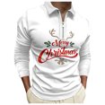 thumbnail image 1 of Mens Pique Shirts Christmas 3D Digital Printing Holiday Lapel Half Zipper Long Sleeve Mens Formal Shirts,K,3XL, 1 of 4