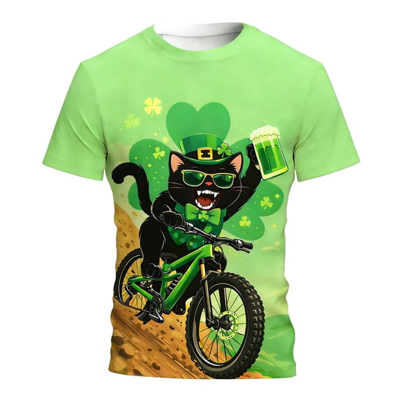 Mens Pique Shirts Graphic Print Short Sleeve Comfort Crew Neck Mens Knit Tops,Green,3XL