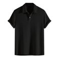 thumbnail image 1 of Mens Pique Shirts Solid Color Fashion Trend Short Sleeve Lapel Button Top Work Clothing, 1 of 8