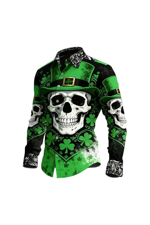 Mens Pique Shirts Stylish St Patrick'S Day Prin Comfort Fabric Compression Shirt Men,Green,5XL