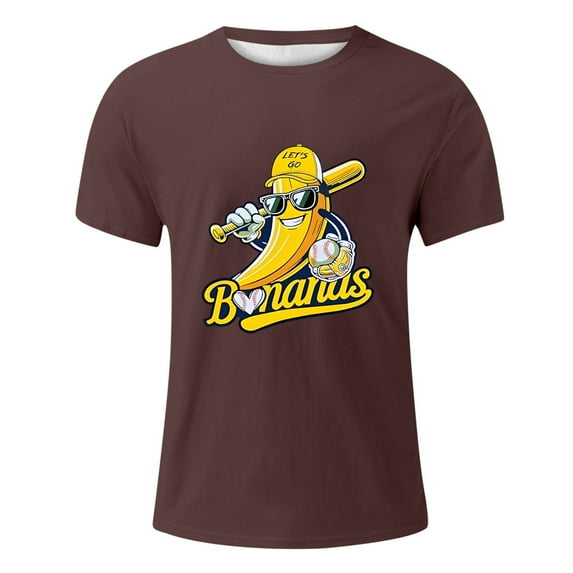 Mens Pique Shirts Tops Plus Size Game Day Baseball Fan Short Sleeve Solid Color Mens Long Sleeve Tee Shirts,Brown,L