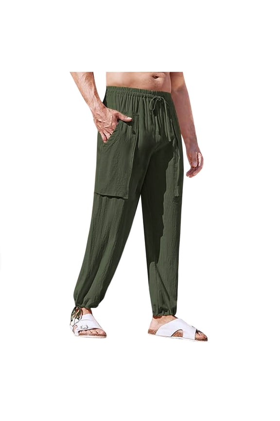 Mens Pirate Cotton Linen Pants Medieval Renaissance Pants Knicker Colonial Linen Costume,Men's Lightweight Lounge Pants with Pockets