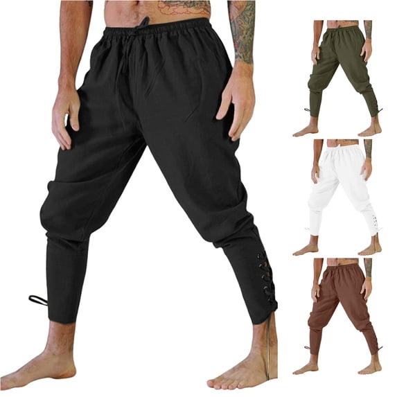 Mens Pirate Pants Drawstring Medieval Pants Pirate Costume Halloween Party Clothes Halloween Costumes for Men, Size M