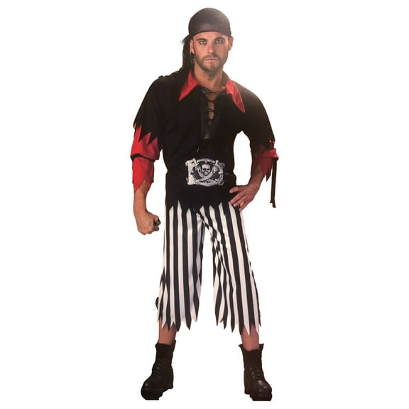 Mens Pirate Tunic Pants Belt Headscraf Halloween Costume X-Large