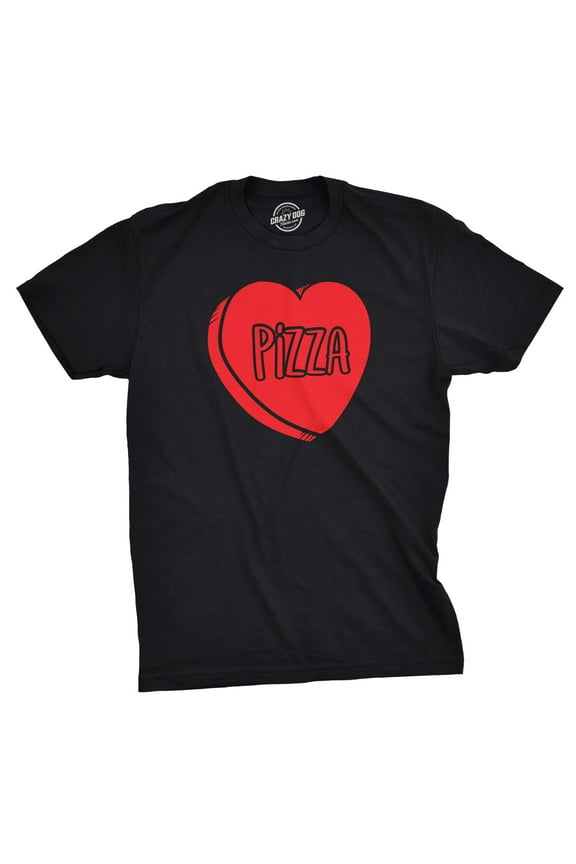 Mens Pizza Candy Heart Funny Pizza Lovers Valentines Day Relationship T shirt Graphic Tees
