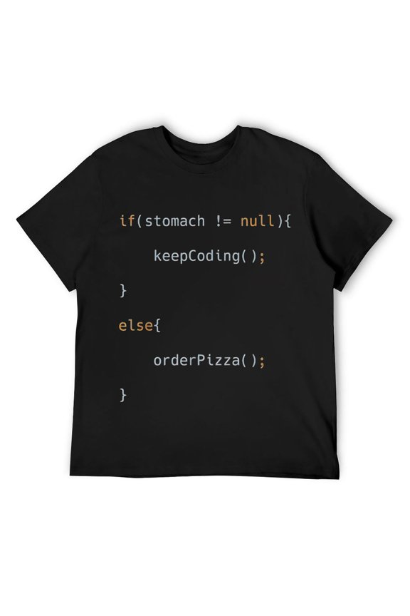 Mens Pizza Funny Code Programming Coding IT Gift Black T-Shirt Black