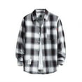 thumbnail image 1 of Mens Plaid Button Down Shirt Print Fall Winter Long Sleeve Single Lapel Casual Mens Shirt White XXXL, 1 of 3