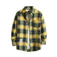 thumbnail image 1 of Mens Plaid Button Down Shirt Print Fall Winter Long Sleeve Single Lapel Casual Mens Shirt Yellow XXL, 1 of 3