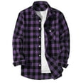 thumbnail image 1 of Mens Plaid Button down Shirt Lightweight Warm Casual Jacket Long Sleeve Comfy Work Blouse with Pockets New Jacket for Men Purple M, 1 of 7
