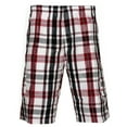 thumbnail image 1 of Mens Plaid Cargo Shorts Multiple Pockets Drawstring Casual Lose Fit, White/Red/Black, XL, 1 of 11